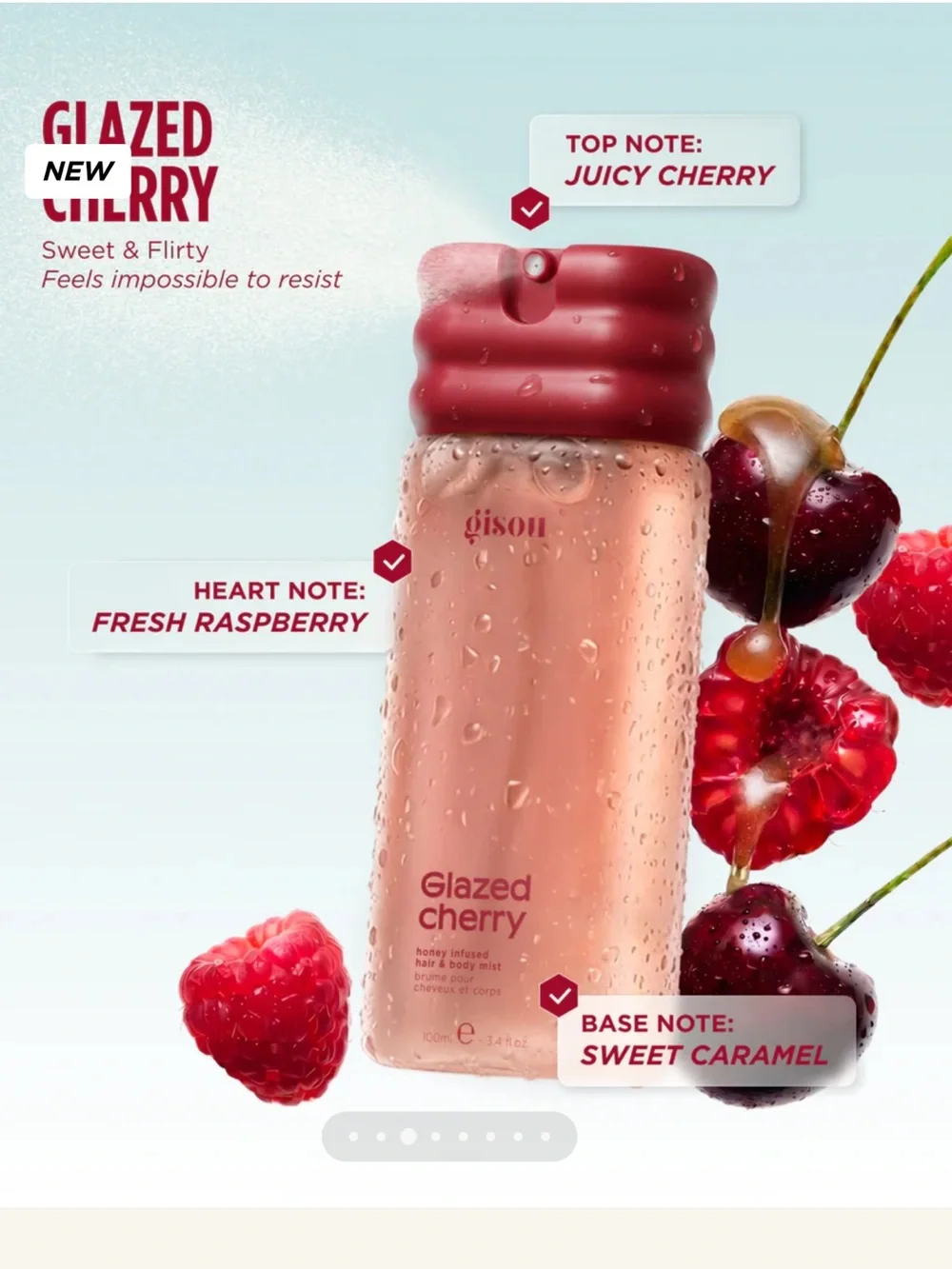 Gisou HONEY INFUSED HAIR & BODY MIST (glazed cherry) new